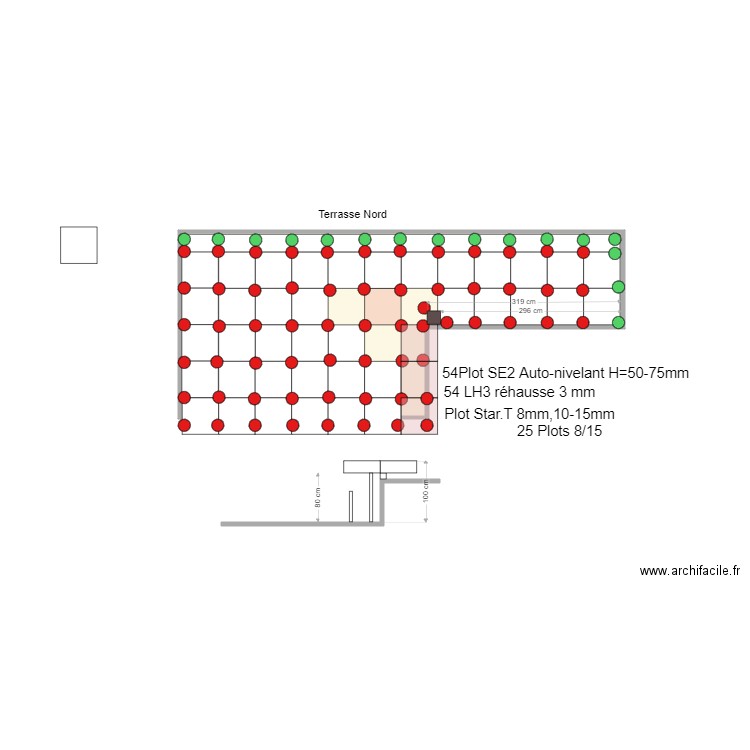 Terrasse Nord . Plan de 1 pièce et 17 m2