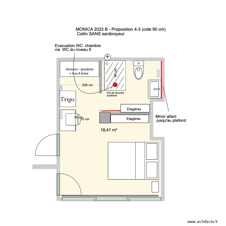 Monica 2023 B Proposition Collin 4 Evacuation WC. Plan de 0 pièce et 0 m2