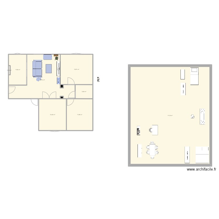 Appartement Delore. Plan de 10 pièces et 189 m2