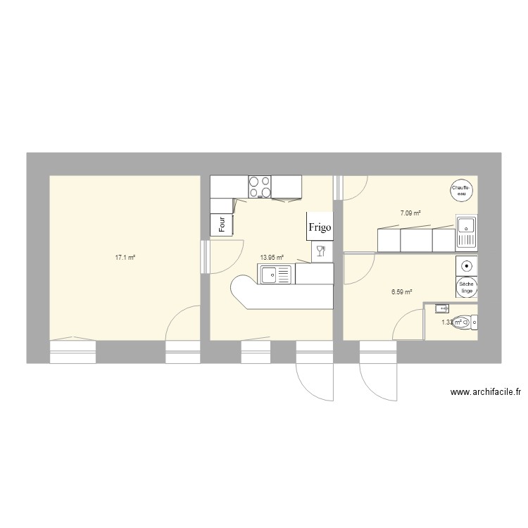 rez de jardin v1. Plan de 0 pièce et 0 m2