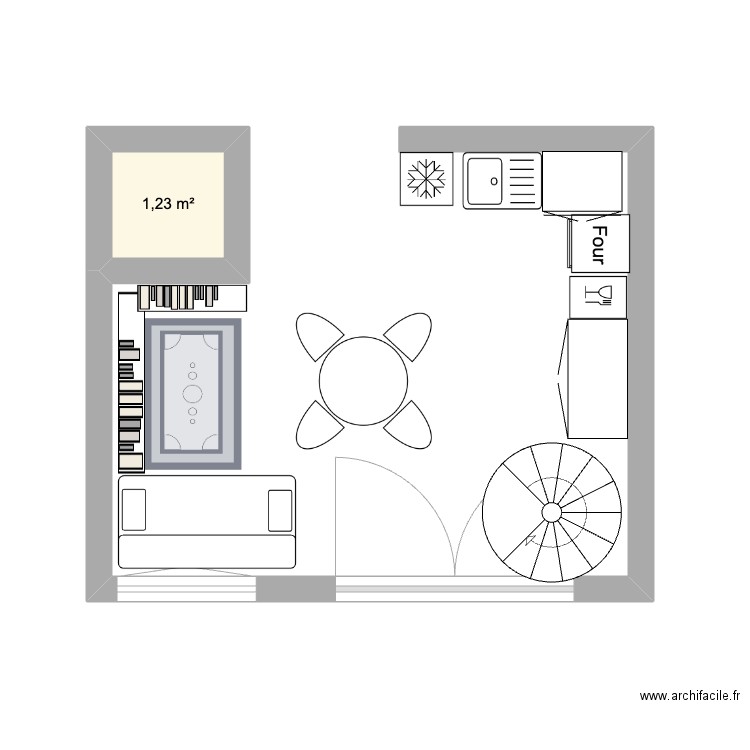 Etage du bas. Plan de 1 pièce et 1 m2