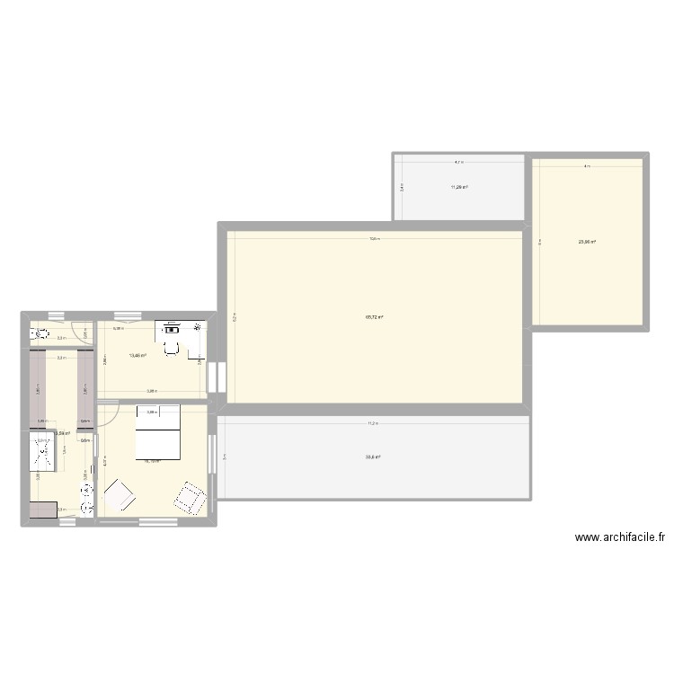 Extension-02. Plan de 7 pièces et 178 m2