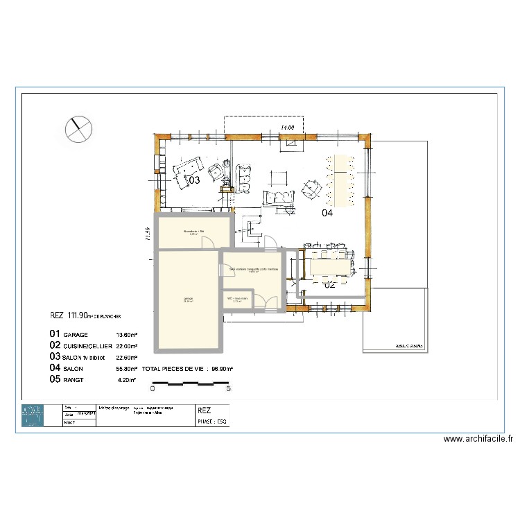 Garage V2. Plan de 4 pièces et 48 m2