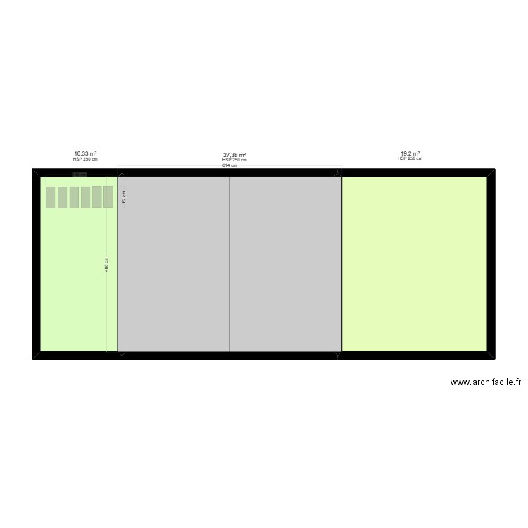 planta techos. Plan de 3 pièces et 57 m2