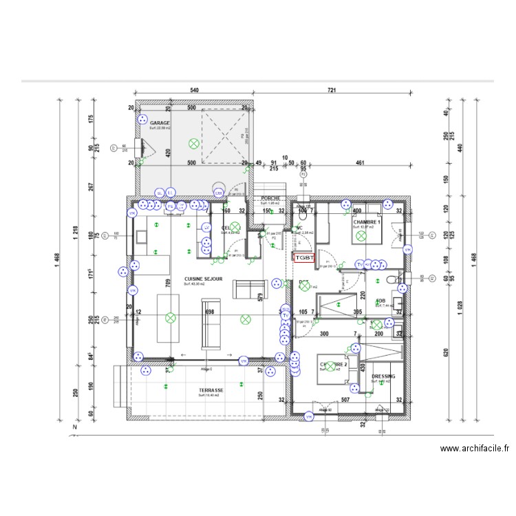 plan elec lumière. Plan de 0 pièce et 0 m2