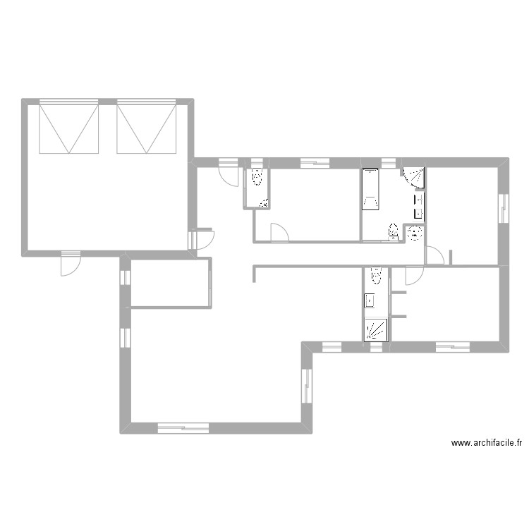 Projet C. Plan de 6 pièces et 75 m2