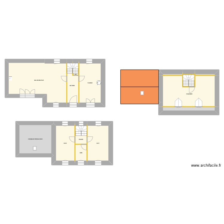 PAITIER. Plan de 16 pièces et 190 m2