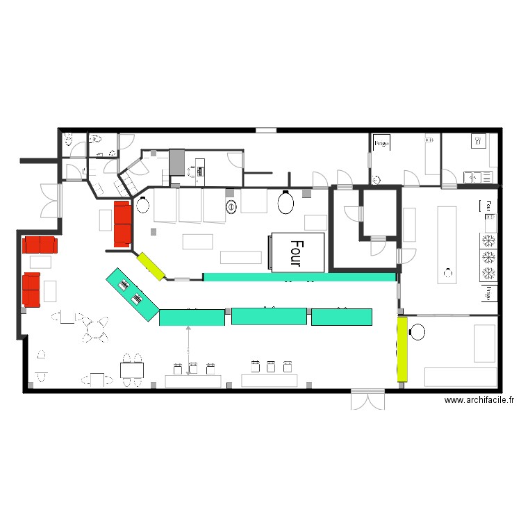 boulangerie..11. Plan de 2 pièces et 3 m2