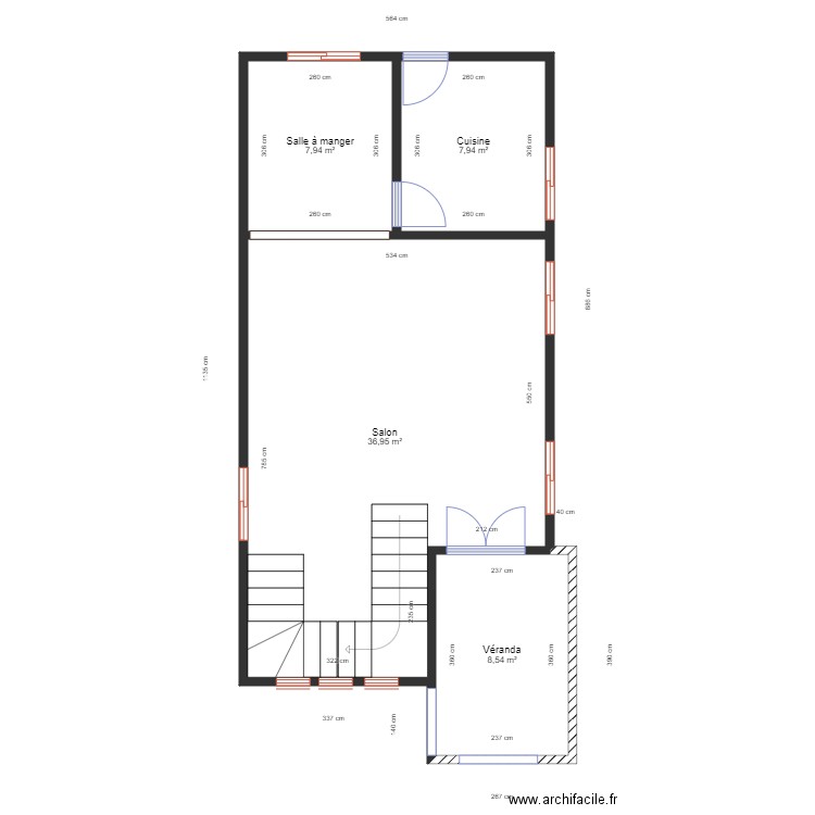 Plan Distribution Bobenda R.D.C. Plan de 4 pièces et 61 m2