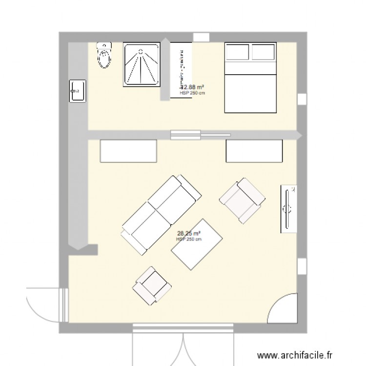 salon chambre . Plan de 0 pièce et 0 m2