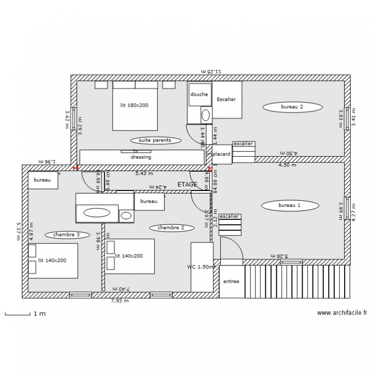 Aigas projet etage. Plan de 0 pièce et 0 m2