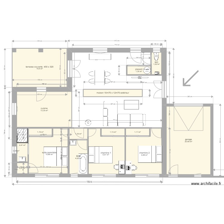 maison 100m2. Plan de 0 pièce et 0 m2