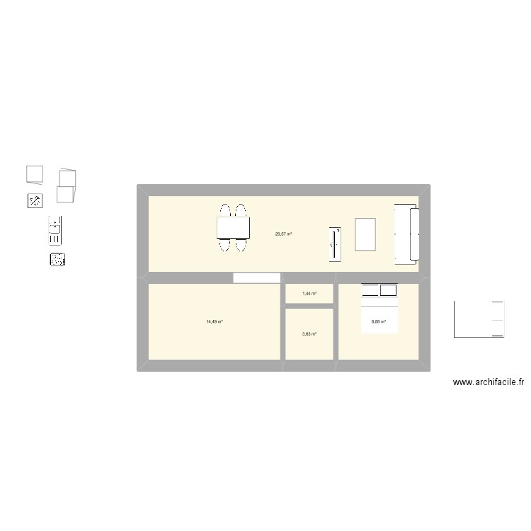 maison V1. Plan de 5 pièces et 58 m2