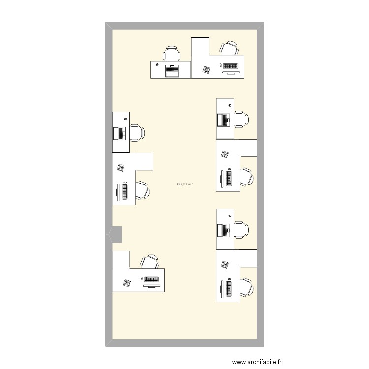 plan du bureau 10/2024. Plan de 1 pièce et 68 m2