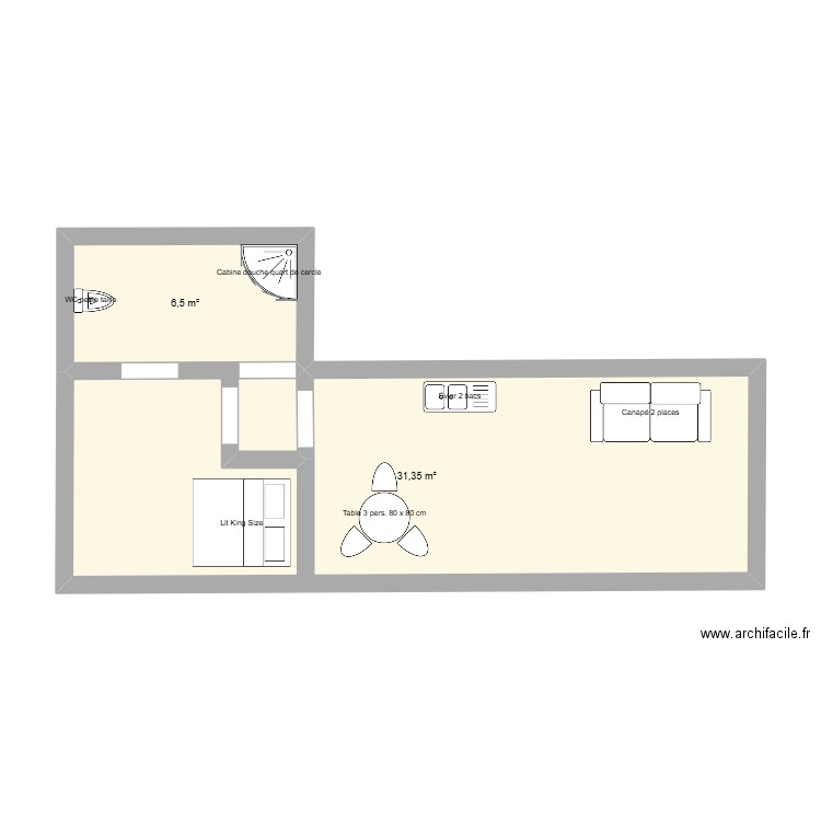 maison 2. Plan de 2 pièces et 38 m2