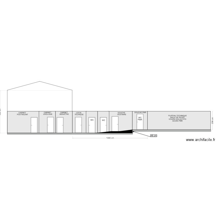 coupe de facade intérieur. Plan de 0 pièce et 0 m2