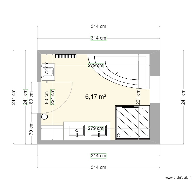 SdB. Plan de 0 pièce et 0 m2