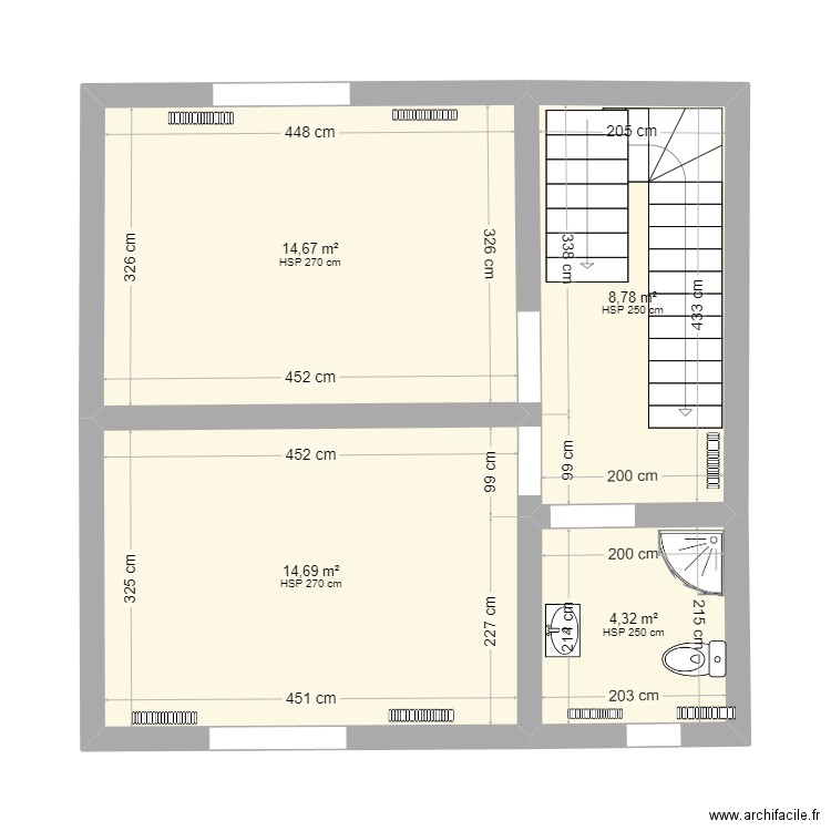 étage1 . Plan de 4 pièces et 42 m2