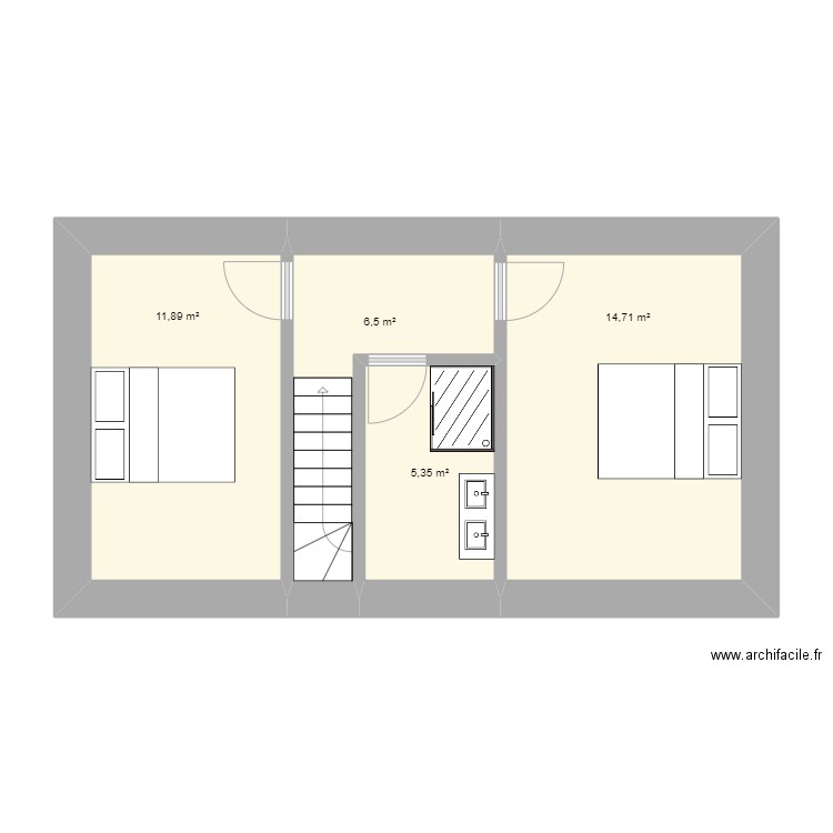 Gite 2 - R1. Plan de 4 pièces et 38 m2