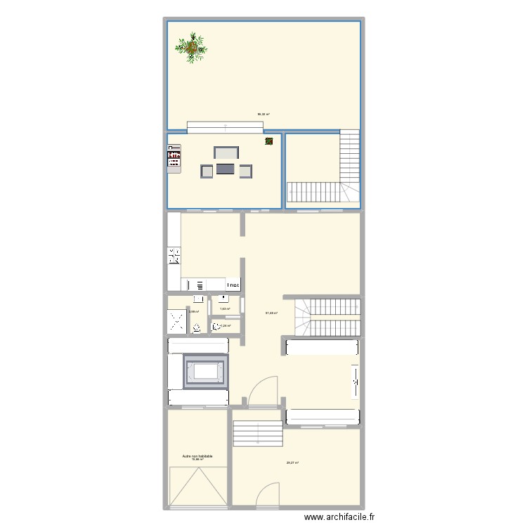 VILLA CASA. Plan de 7 pièces et 239 m2