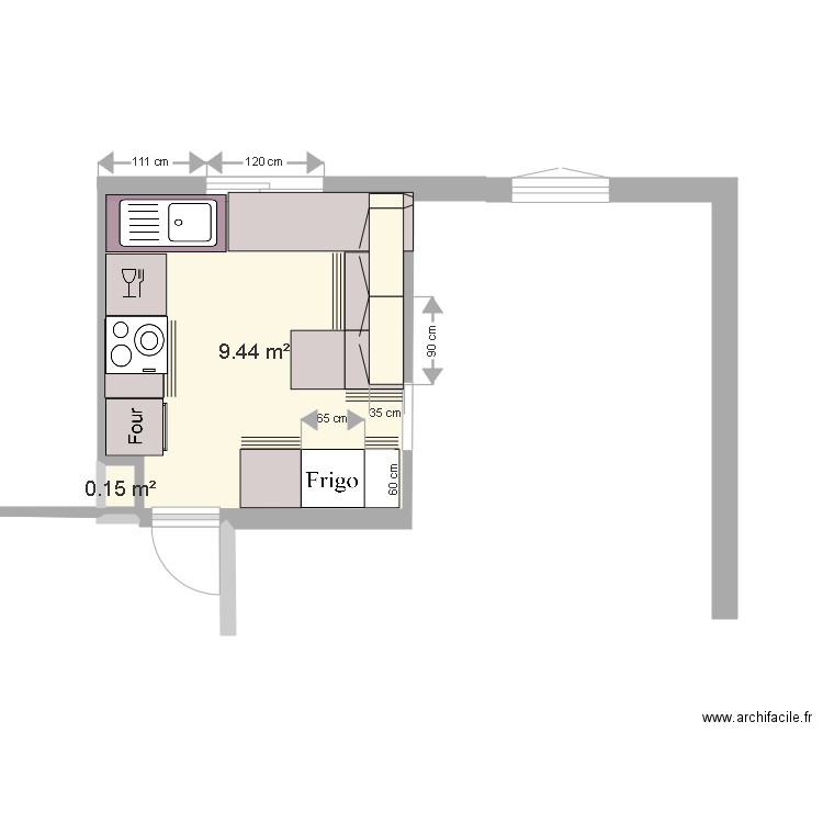 cuisine RDC existant pieces. Plan de 0 pièce et 0 m2