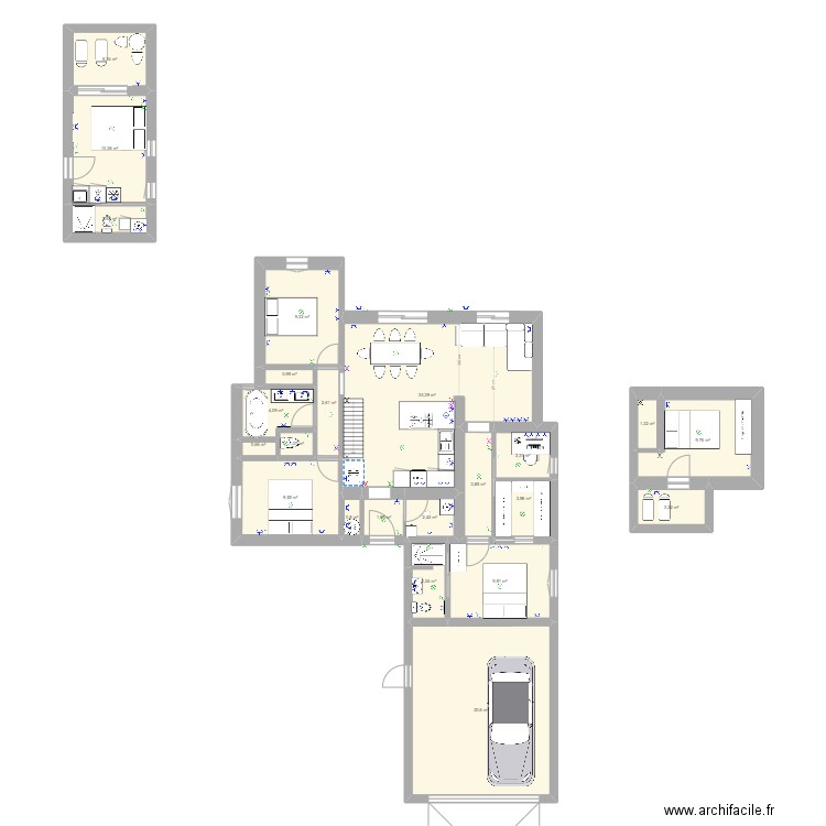 Maison PTZ. Plan de 23 pièces et 154 m2