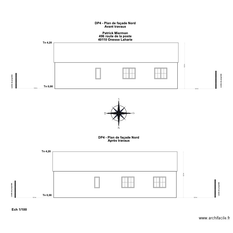 DP4 - Plan de façade Nord Onesse. Plan de 0 pièce et 0 m2