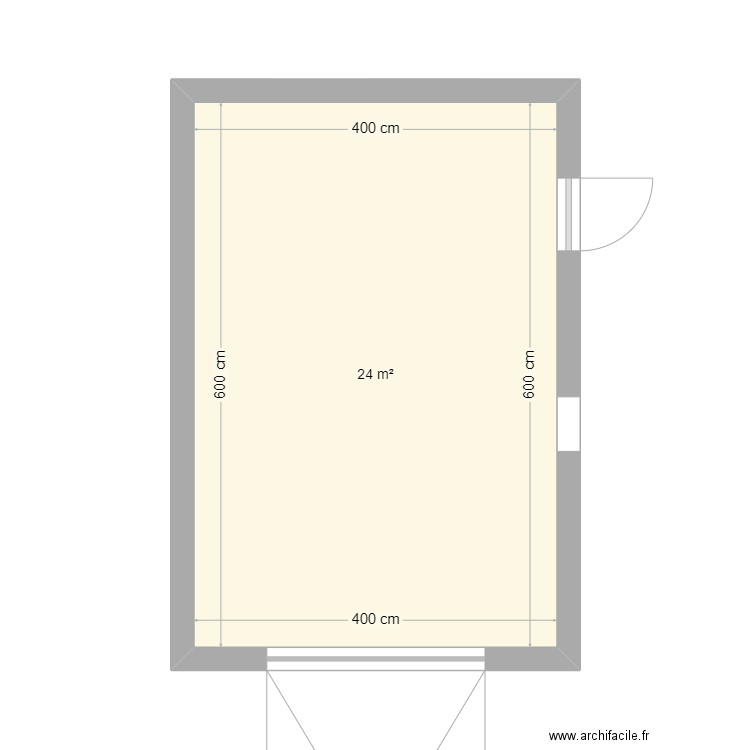 garage. Plan de 1 pièce et 24 m2