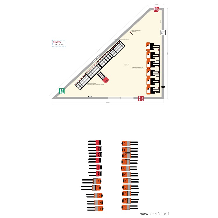 SDC Lagardere Marly La Ville avec table de charge. Plan de 1 pièce et 115 m2