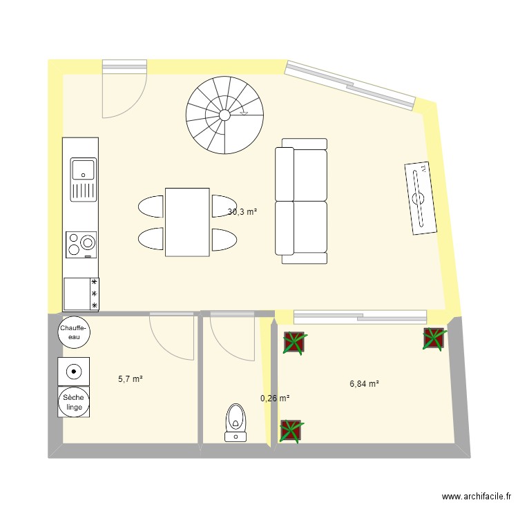 Margaux RDC. Plan de 4 pièces et 43 m2