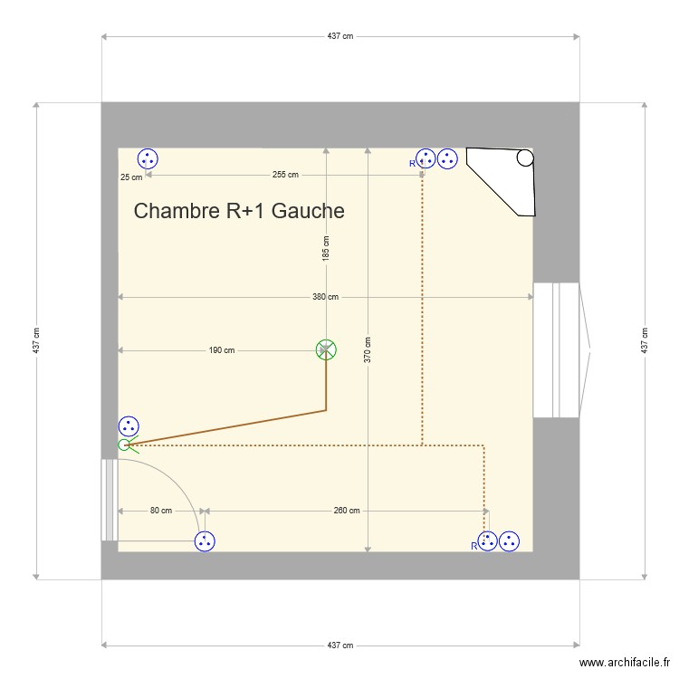 Chambre R1 Gauche. Plan de 0 pièce et 0 m2