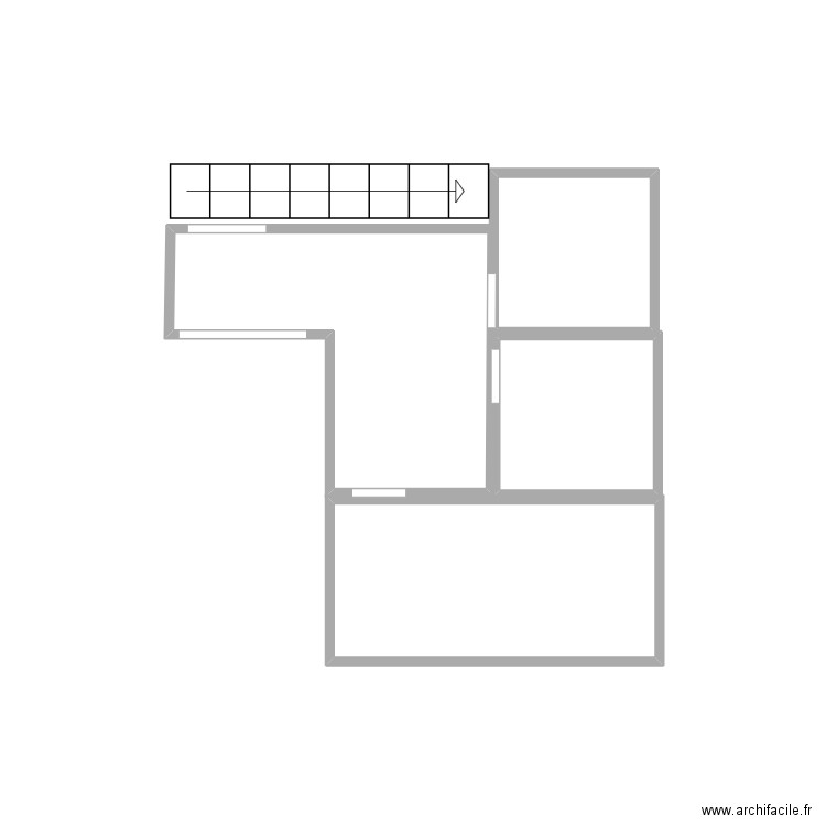 partie habitable droite RDC. Plan de 4 pièces et 6 m2