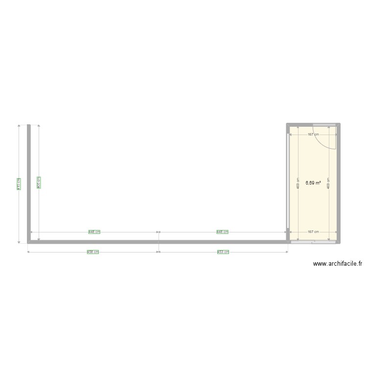 Extention Hall dispensaire. Plan de 1 pièce et 7 m2