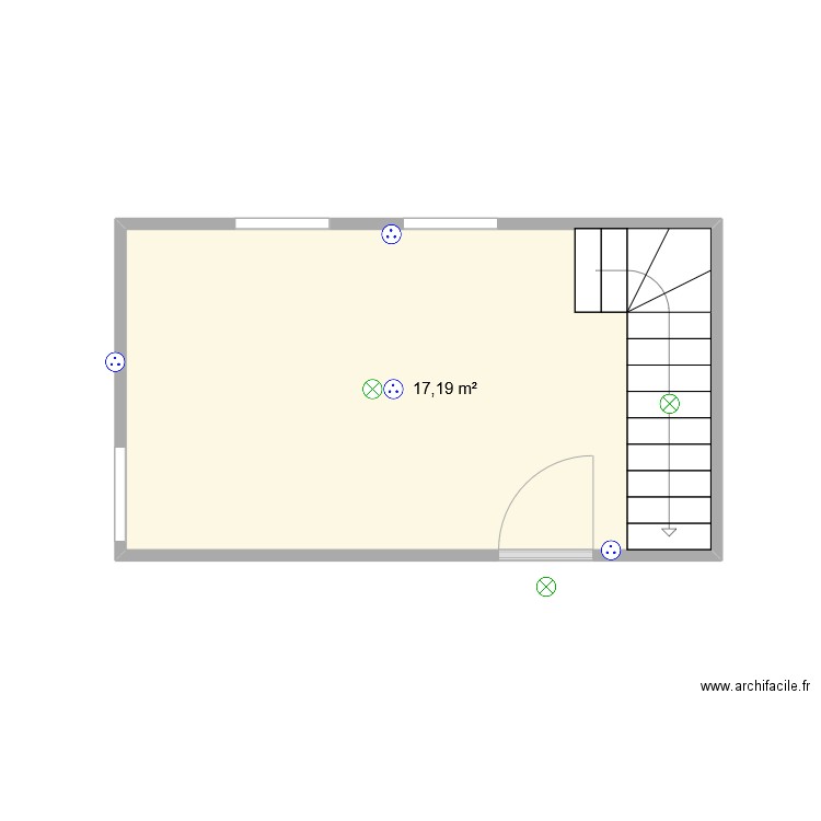 Salle à manger. Plan de 1 pièce et 17 m2