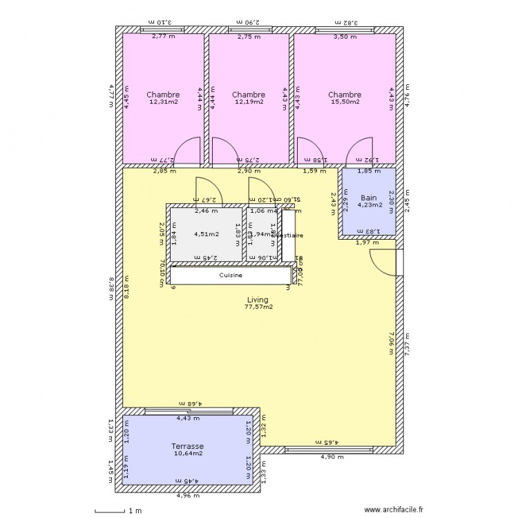 Appartement 3 chambres - Volume. Plan de 0 pièce et 0 m2