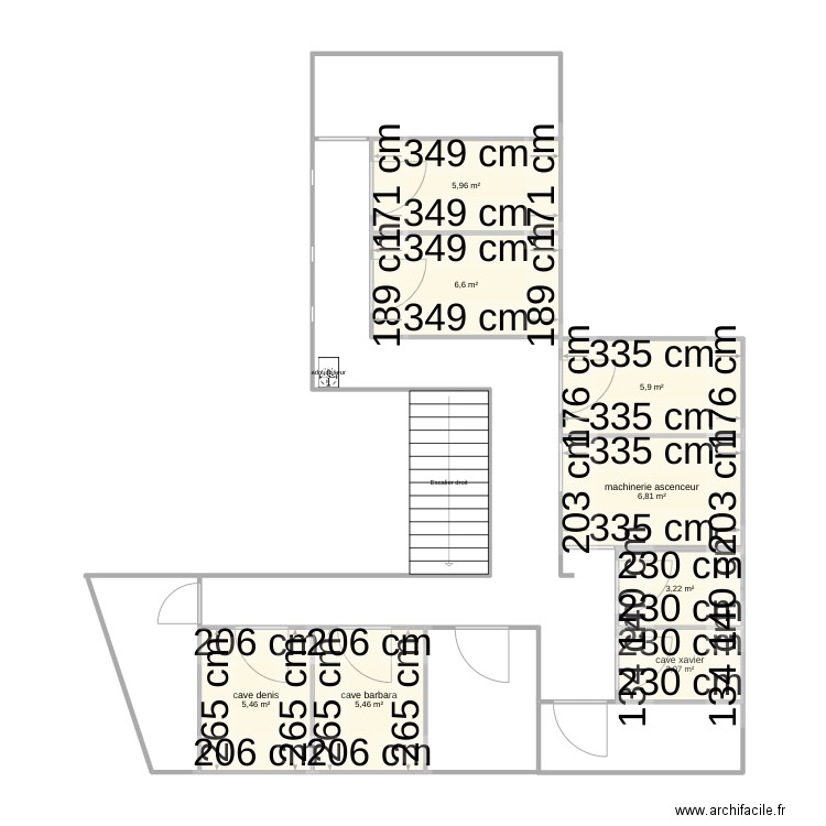 caves 507. Plan de 8 pièces et 42 m2