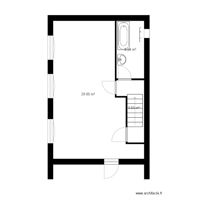 VEROT PJT. Plan de 3 pièces et 39 m2