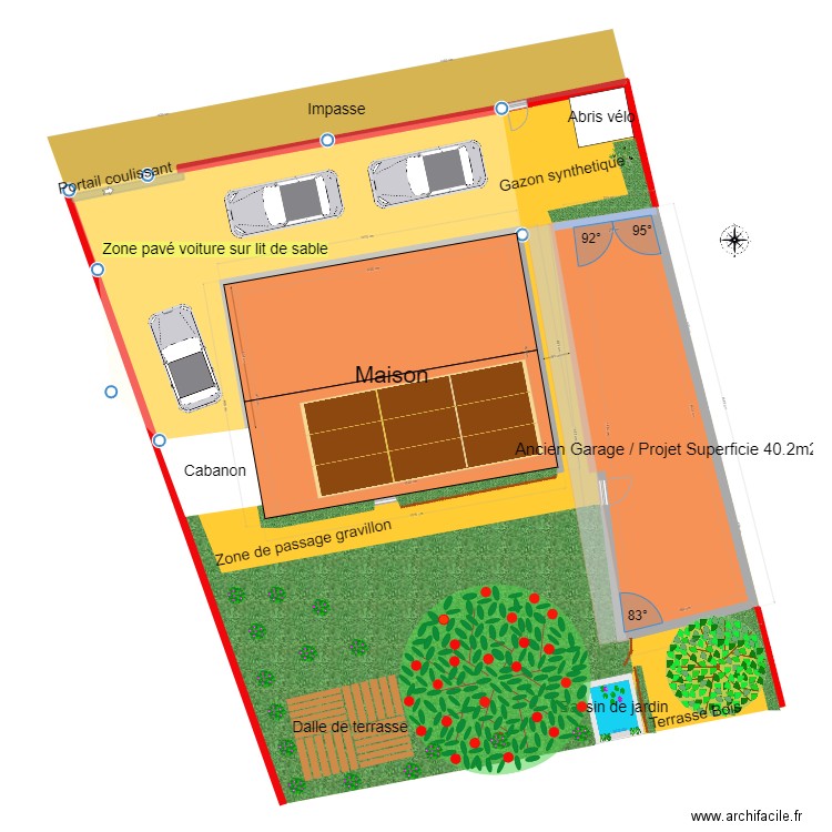 plan de masse détaillé issu cadastre. Plan de 2 pièces et 135 m2