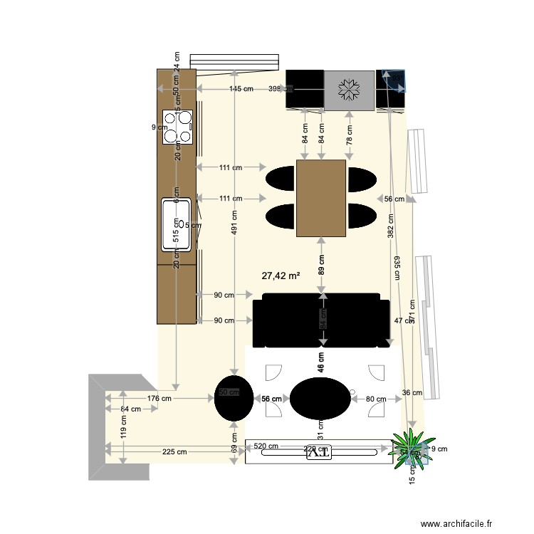 SALON/SALLE À MANGER/CUISINE. Plan de 0 pièce et 0 m2