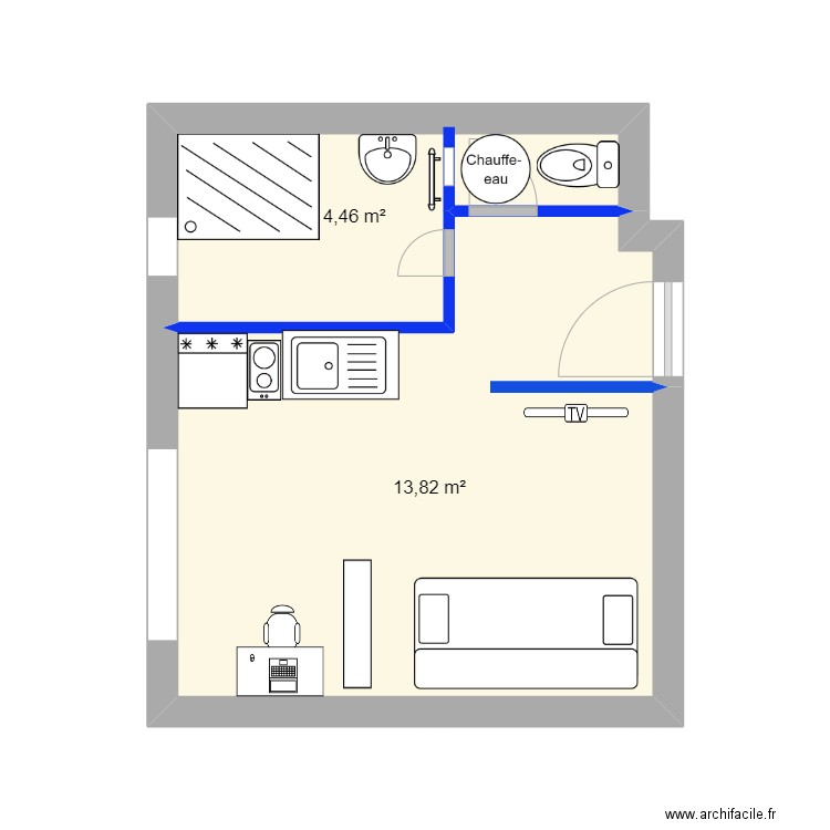 Plan lot 2 BIS. Plan de 2 pièces et 18 m2