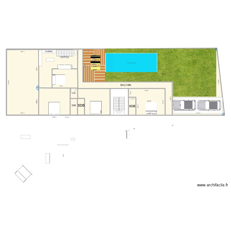 VILLA  L 1 ETAGE. Plan de 10 pièces et 329 m2