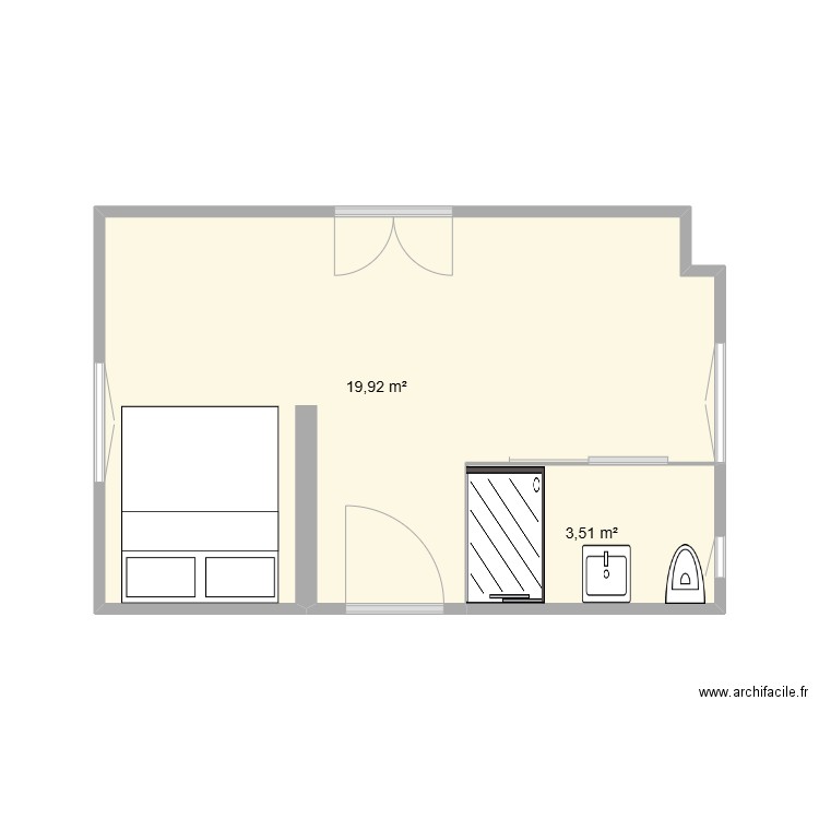 Studio TASSIN Margaux. Plan de 2 pièces et 23 m2