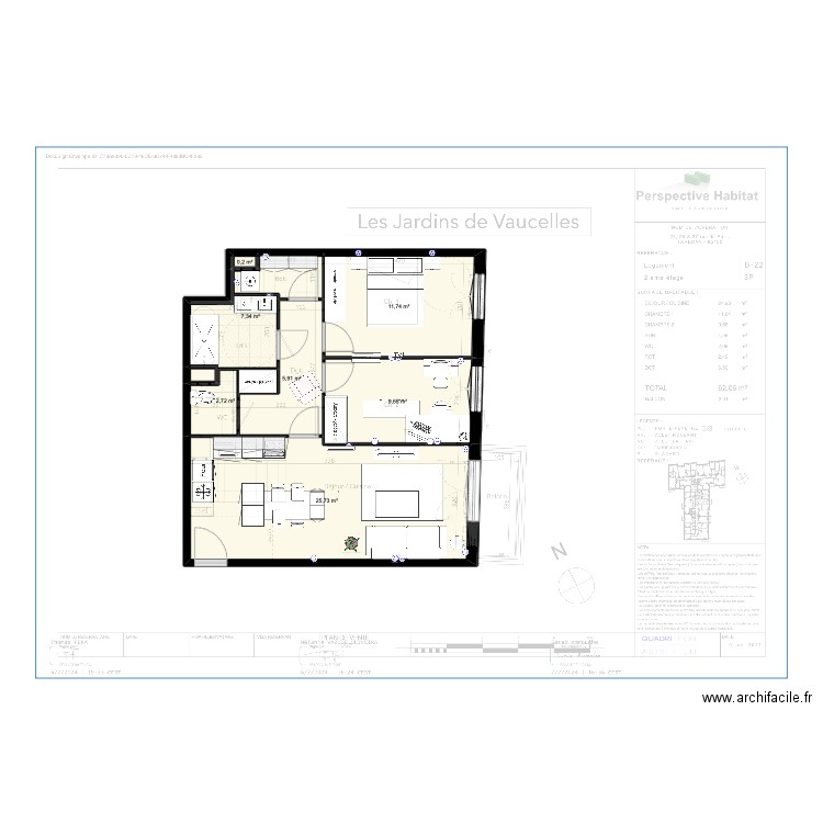 APPART THOMAS 4. Plan de 7 pièces et 63 m2