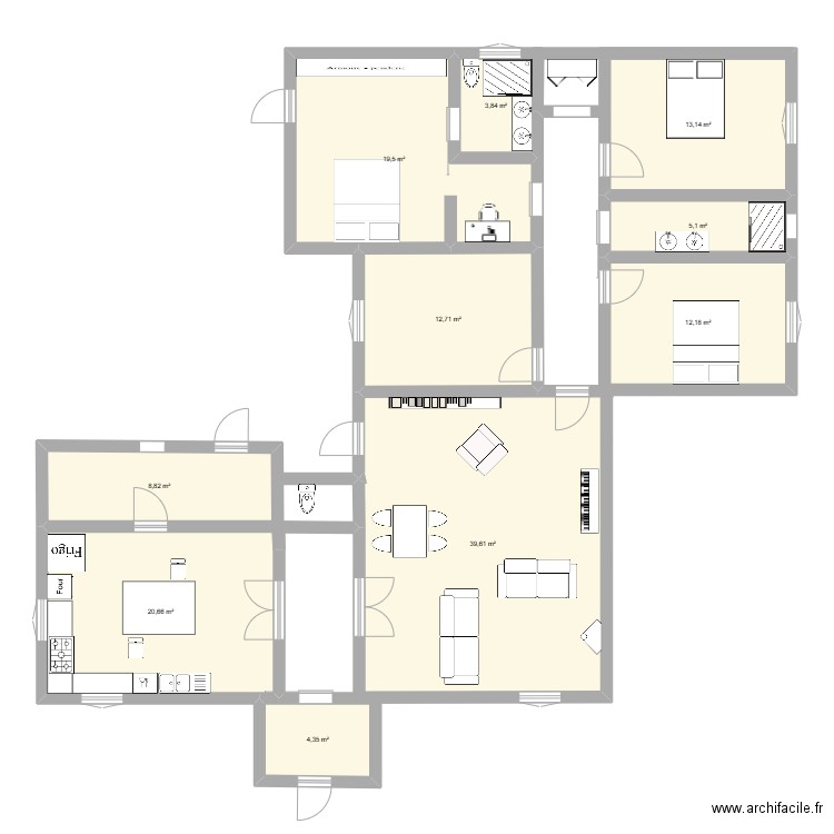 Maison Bervick - Scotto . Plan de 10 pièces et 140 m2