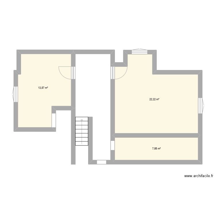 étage. Plan de 3 pièces et 44 m2