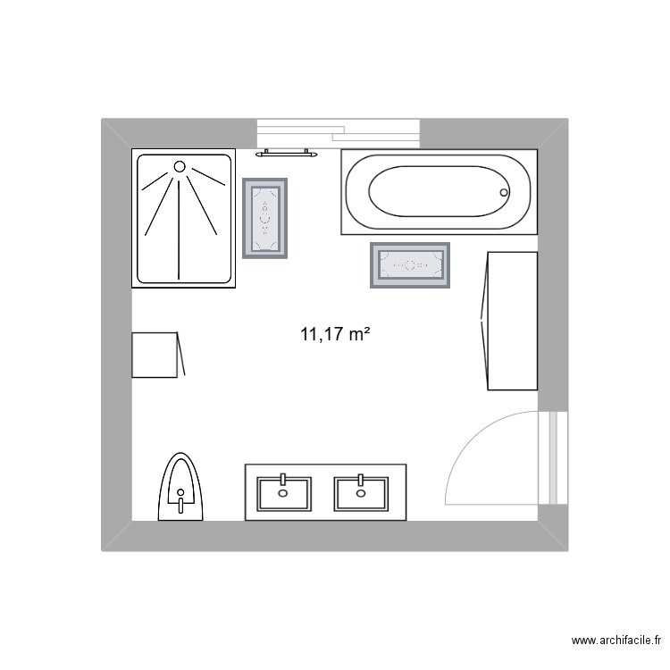 projet nouvelle salle de bain. Plan de 1 pièce et 11 m2