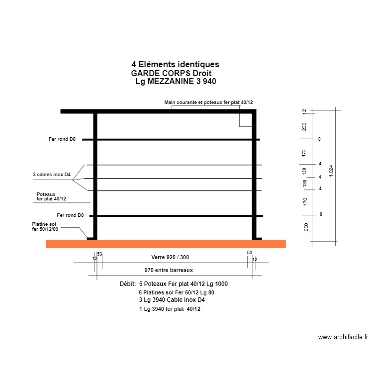 Garde coprs mezzanine Droit:. Plan de 0 pièce et 0 m2