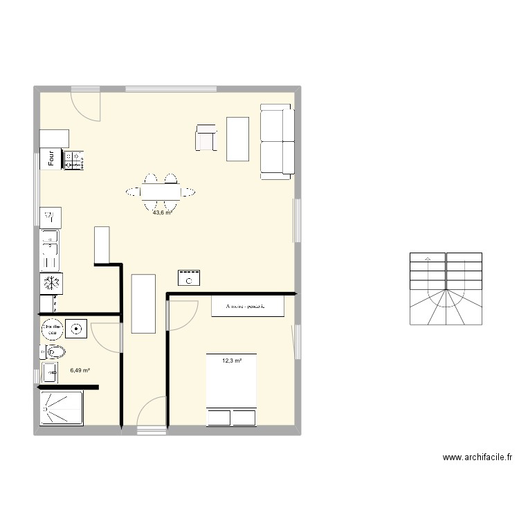 Dani v2. Plan de 3 pièces et 62 m2