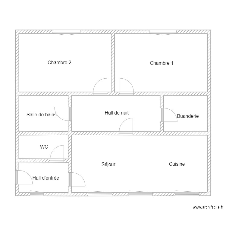 Chevalier. Plan de 8 pièces et 96 m2