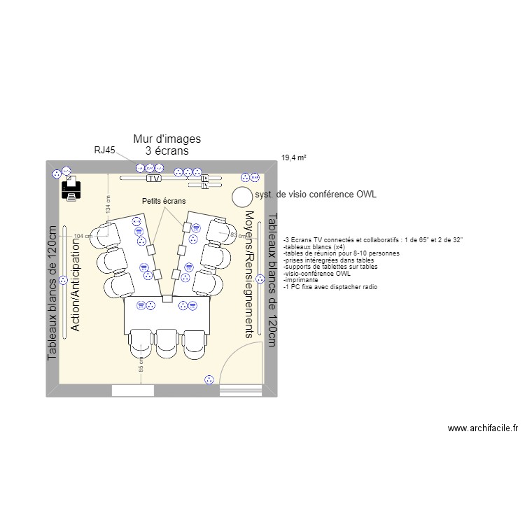 salle de crise_réunion4. Plan de 1 pièce et 19 m2